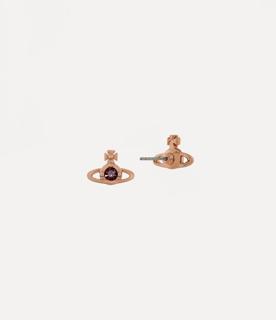 Vivienne Westwood Nano Solitaire Earrings in PINK GOLD/AMETHYST Crystal